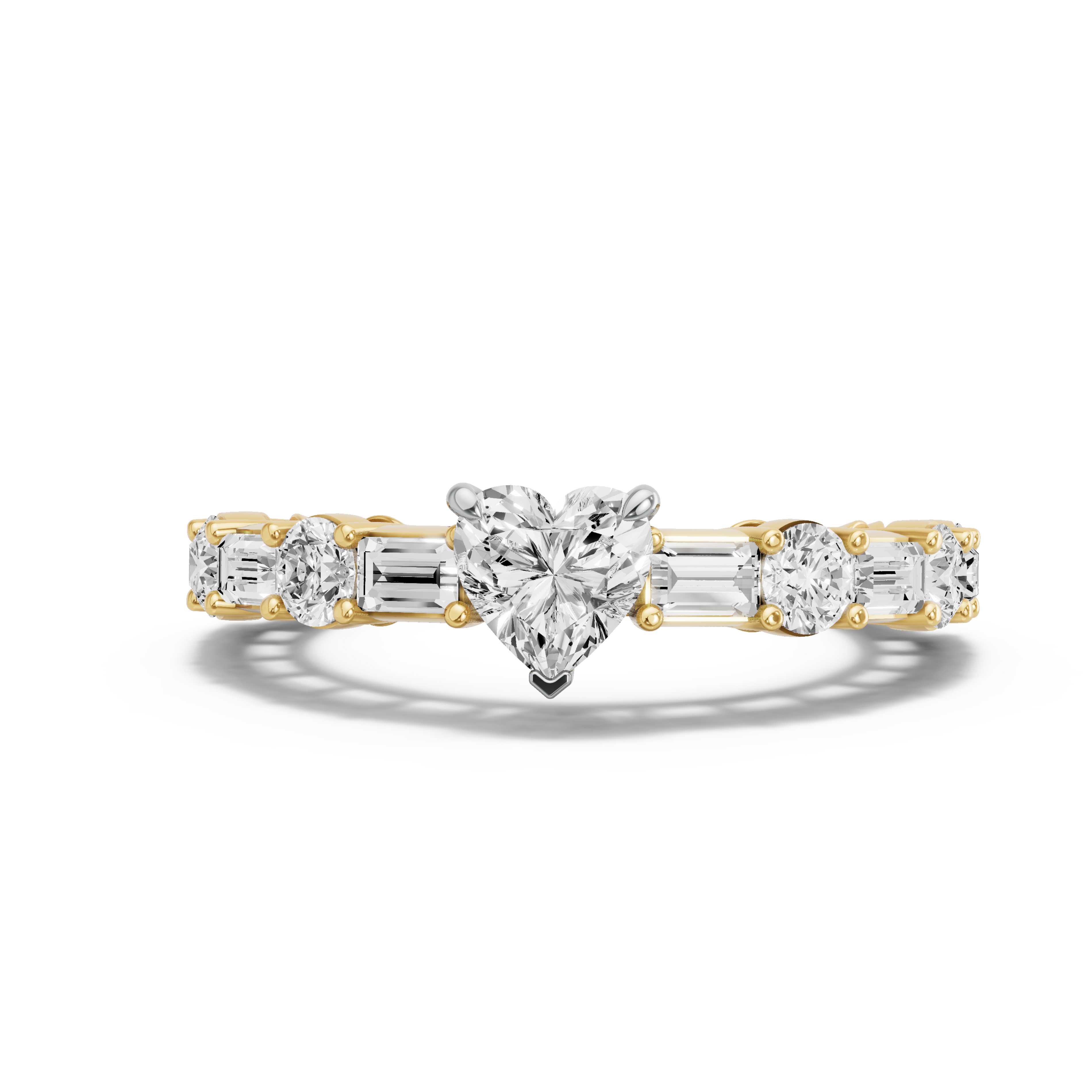 Image for heart-four-prong-ring-with-alternating-baguette-band-in-18k-two-tone-yellow-gold