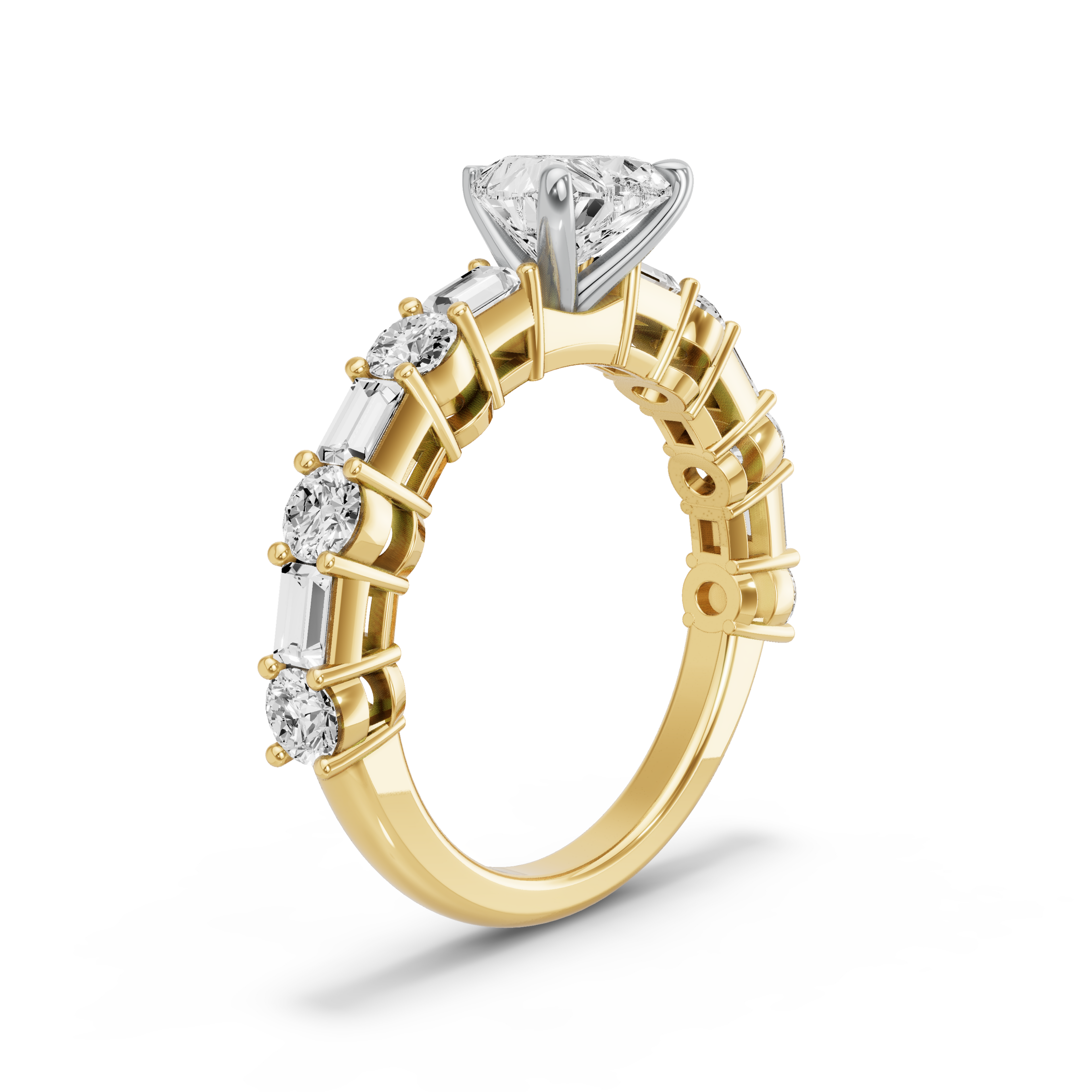 Image for heart-four-prong-ring-with-alternating-baguette-band-in-18k-two-tone-yellow-gold