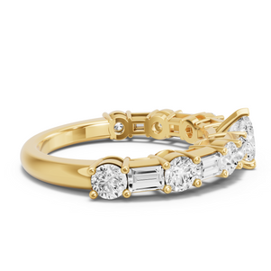 Image for Heart Four Prong Ring with Alternating Baguette band