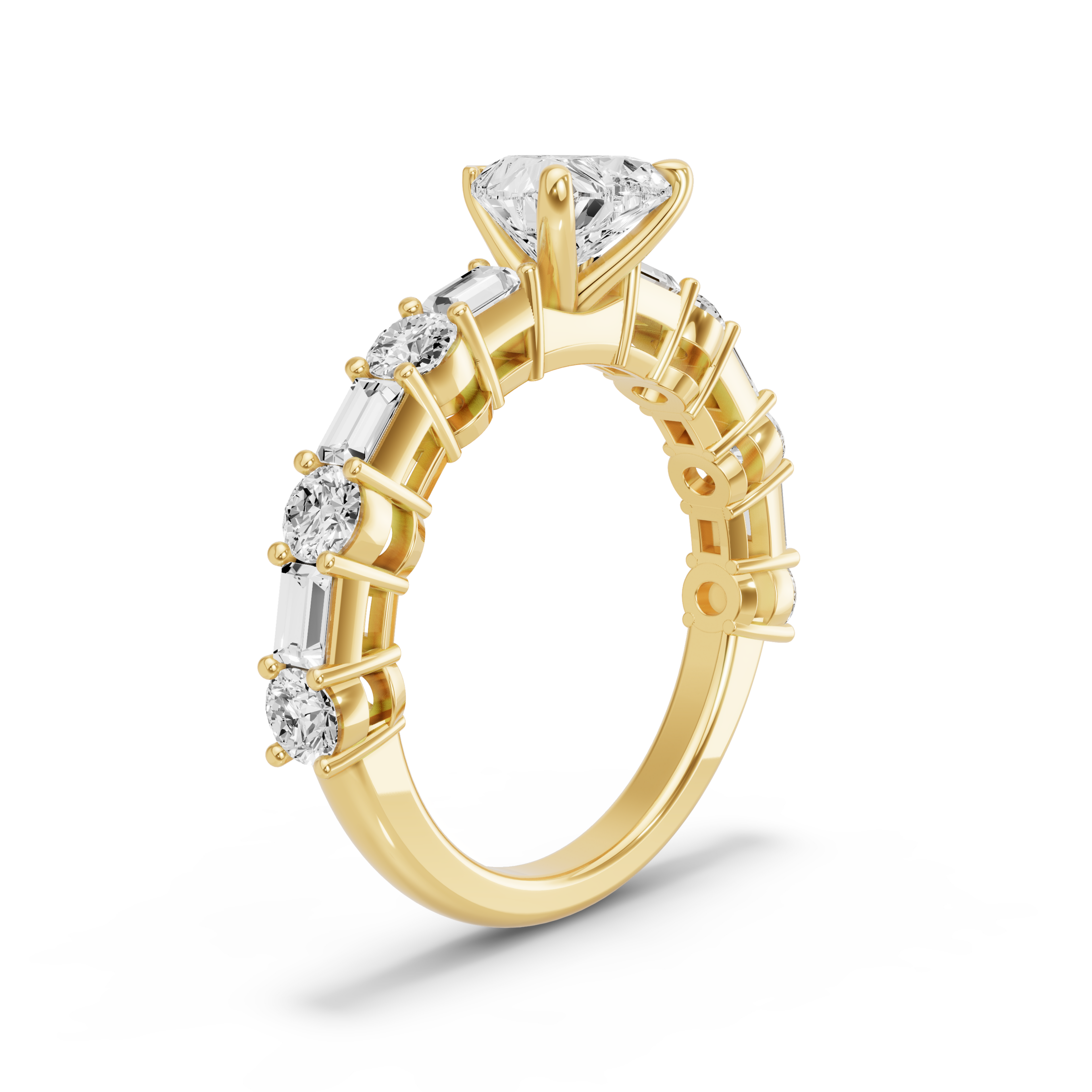 Image for heart-four-prong-ring-with-alternating-baguette-band-in-18k-yellow-gold