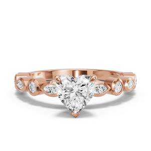 Image for Heart Four Prong Ring with Alternating Marquise band