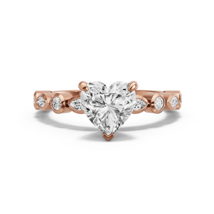 Image for Heart Four Prong Ring with Alternating Marquise band in 10K Rose Gold