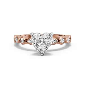 Image for Heart Four Prong Ring with Alternating Marquise band