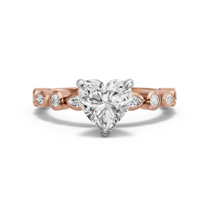 Image for Heart Four Prong Ring with Alternating Marquise band in 10K Two Tone Rose Gold