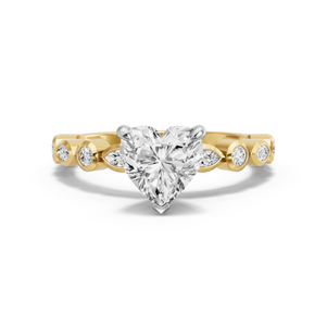 Image for Heart Four Prong Ring with Alternating Marquise band