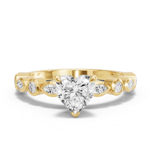 Image for Heart Four Prong Ring with Alternating Marquise band
