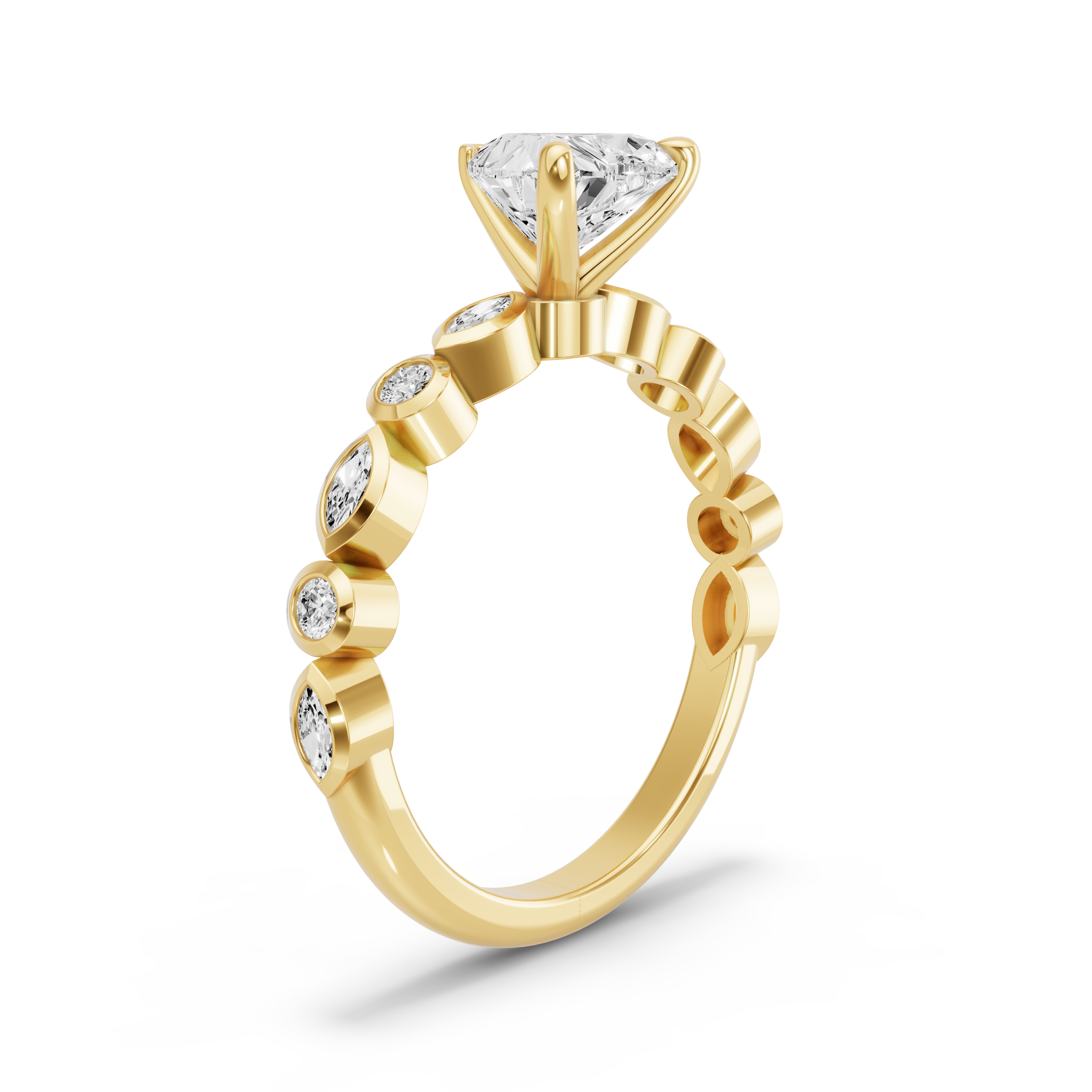 Image for heart-four-prong-ring-with-alternating-marquise-band-in-14k-yellow-gold