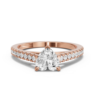 Image for Heart Four Prong Ring with Cathedral Pave band