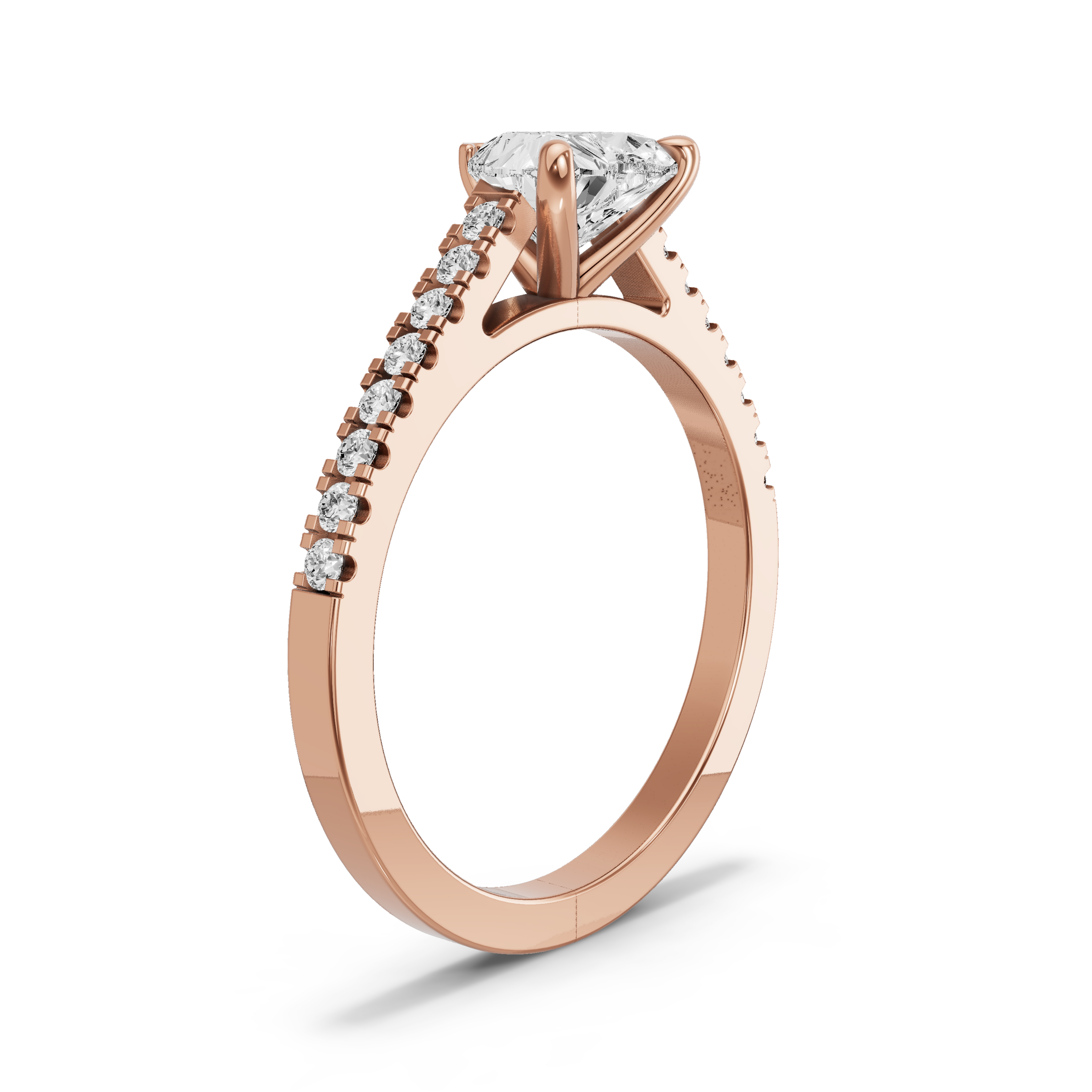 Image for heart-four-prong-ring-with-cathedral-pave-band-in-10k-rose-gold