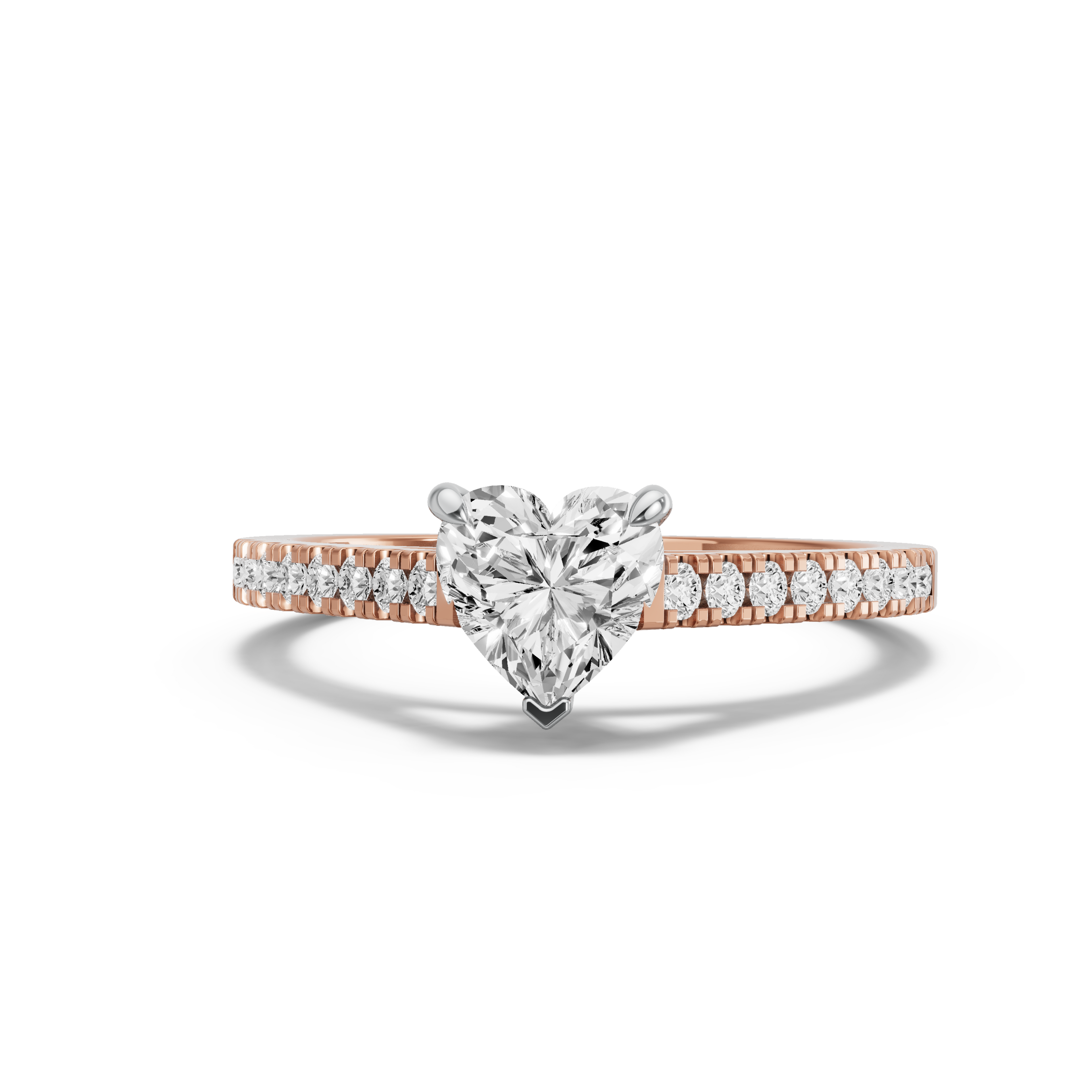 Image for heart-four-prong-ring-with-cathedral-pave-band-in-18k-two-tone-rose-gold