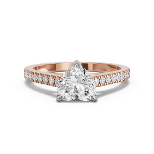 Image for Heart Four Prong Ring with Cathedral Pave band