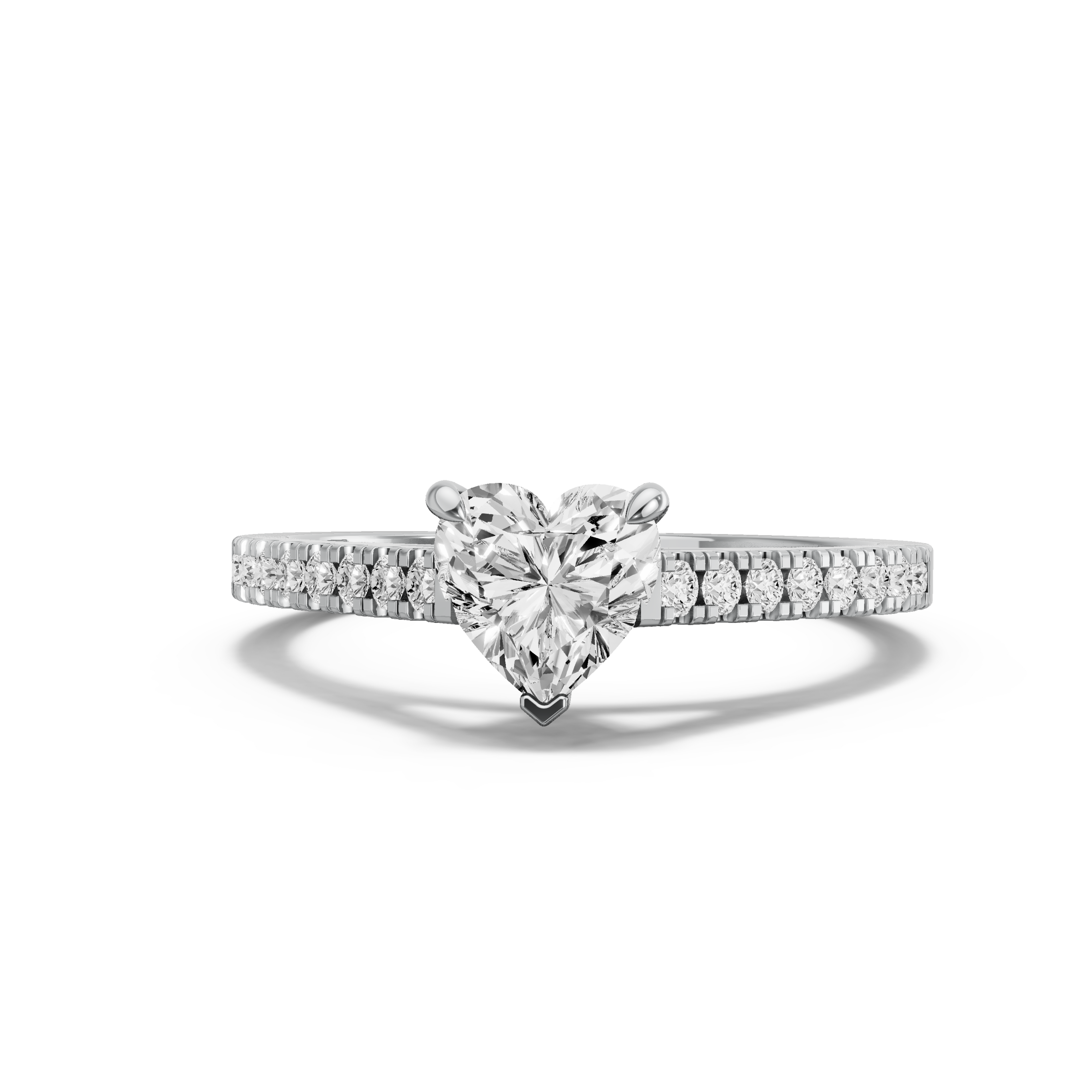 Image for heart-four-prong-ring-with-baguette-channel-band-in-10k-white-gold