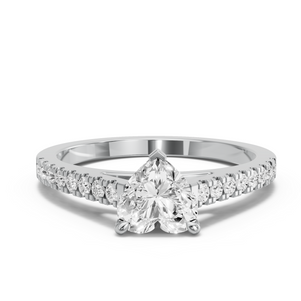 Image for Heart Four Prong Ring with Cathedral Pave band