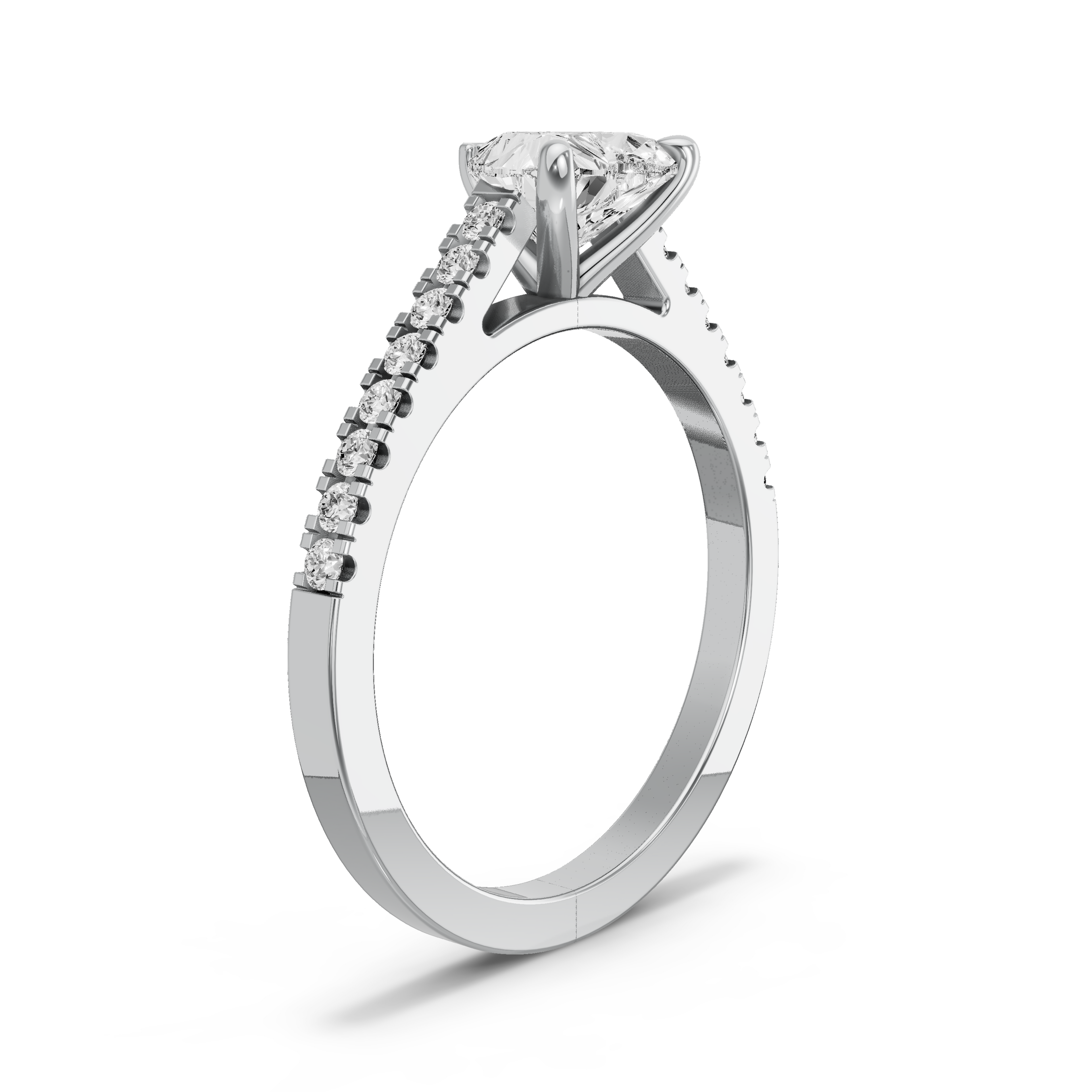 Image for heart-four-prong-ring-with-baguette-channel-band-in-10k-white-gold