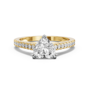 Image for Heart Four Prong Ring with Cathedral Pave band