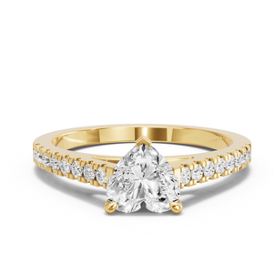 Image for Heart Four Prong Ring with Cathedral Pave band