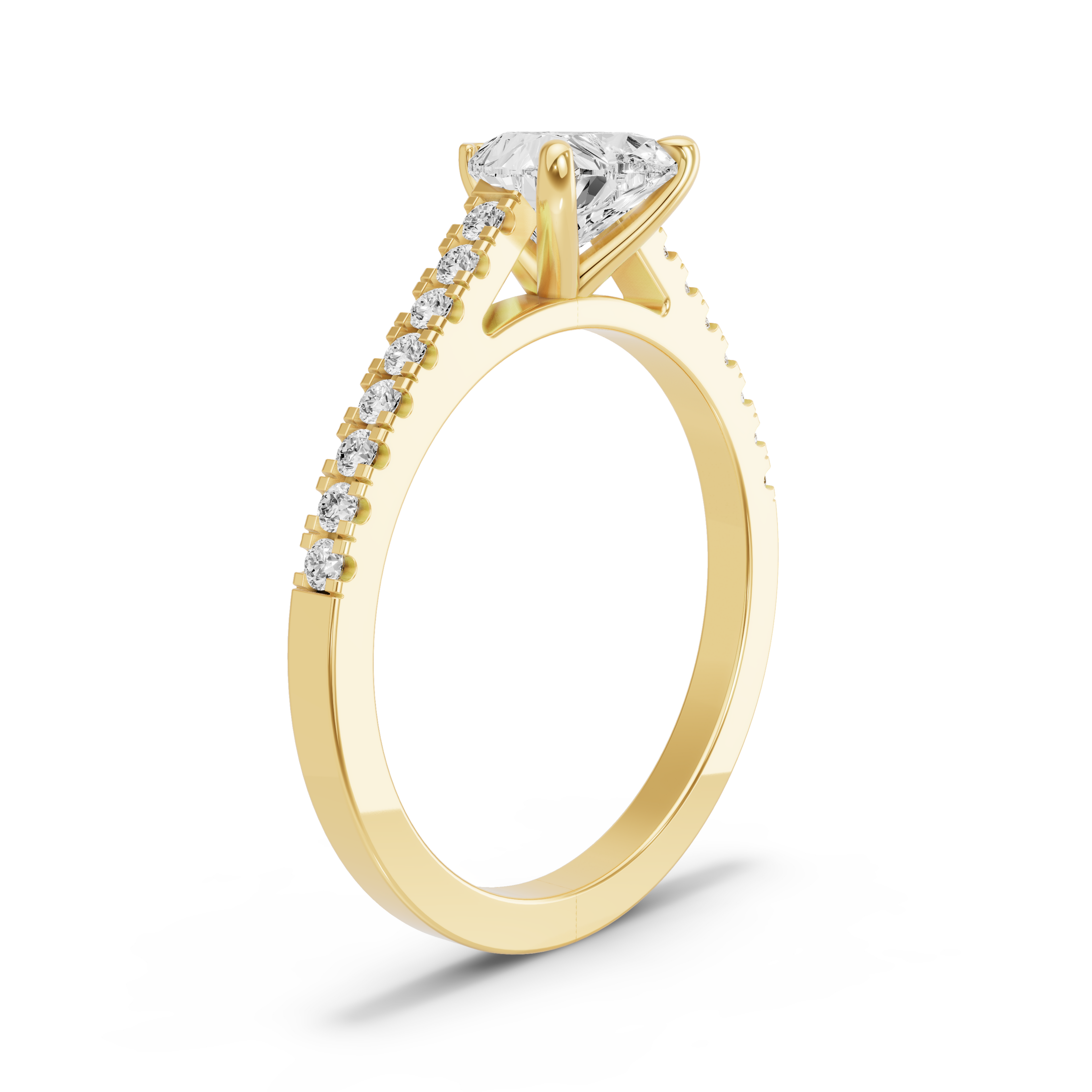 Image for heart-four-prong-ring-with-cathedral-pave-band-in-14k-yellow-gold