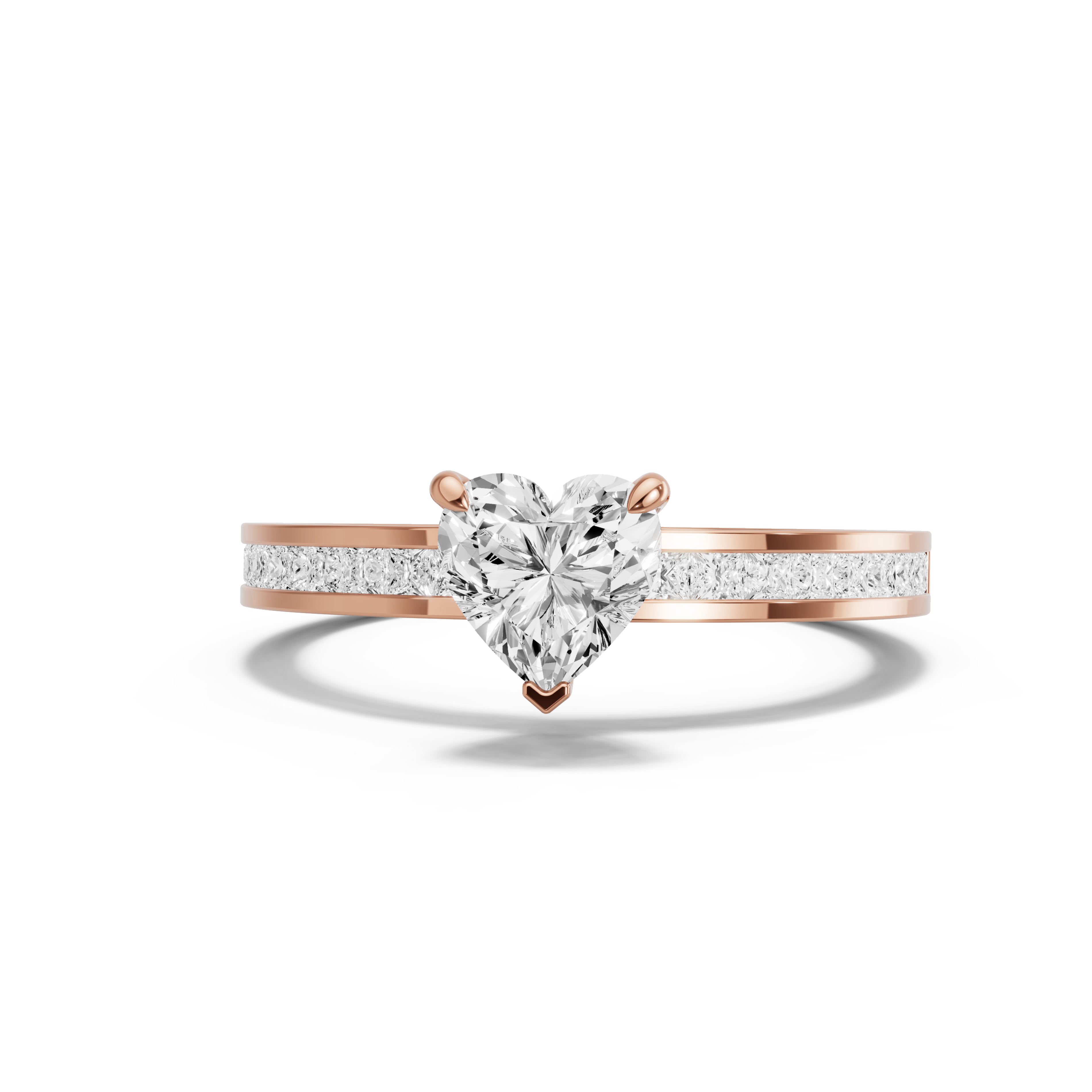 Image for heart-four-prong-ring-with-channel-band-in-10k-rose-gold