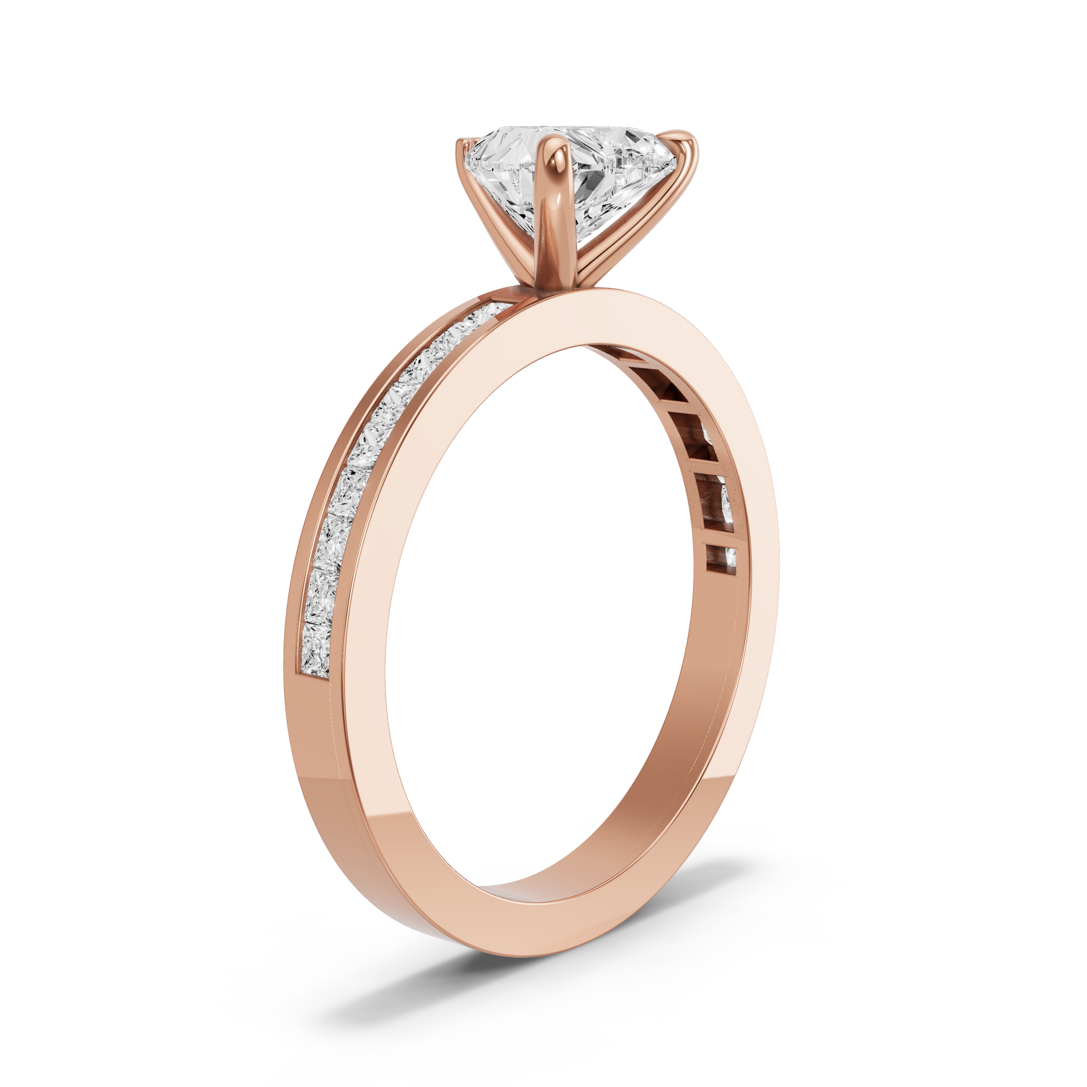 Image for heart-four-prong-ring-with-channel-band-in-14k-rose-gold