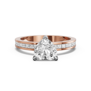 Image for Heart Four Prong Ring with Channel band