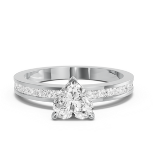 Image for Heart Four Prong Ring with Channel band