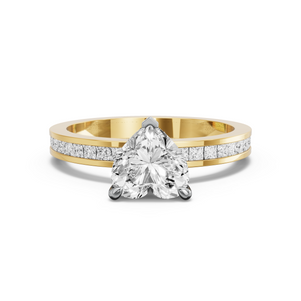 Image for Heart Four Prong Ring with Channel band