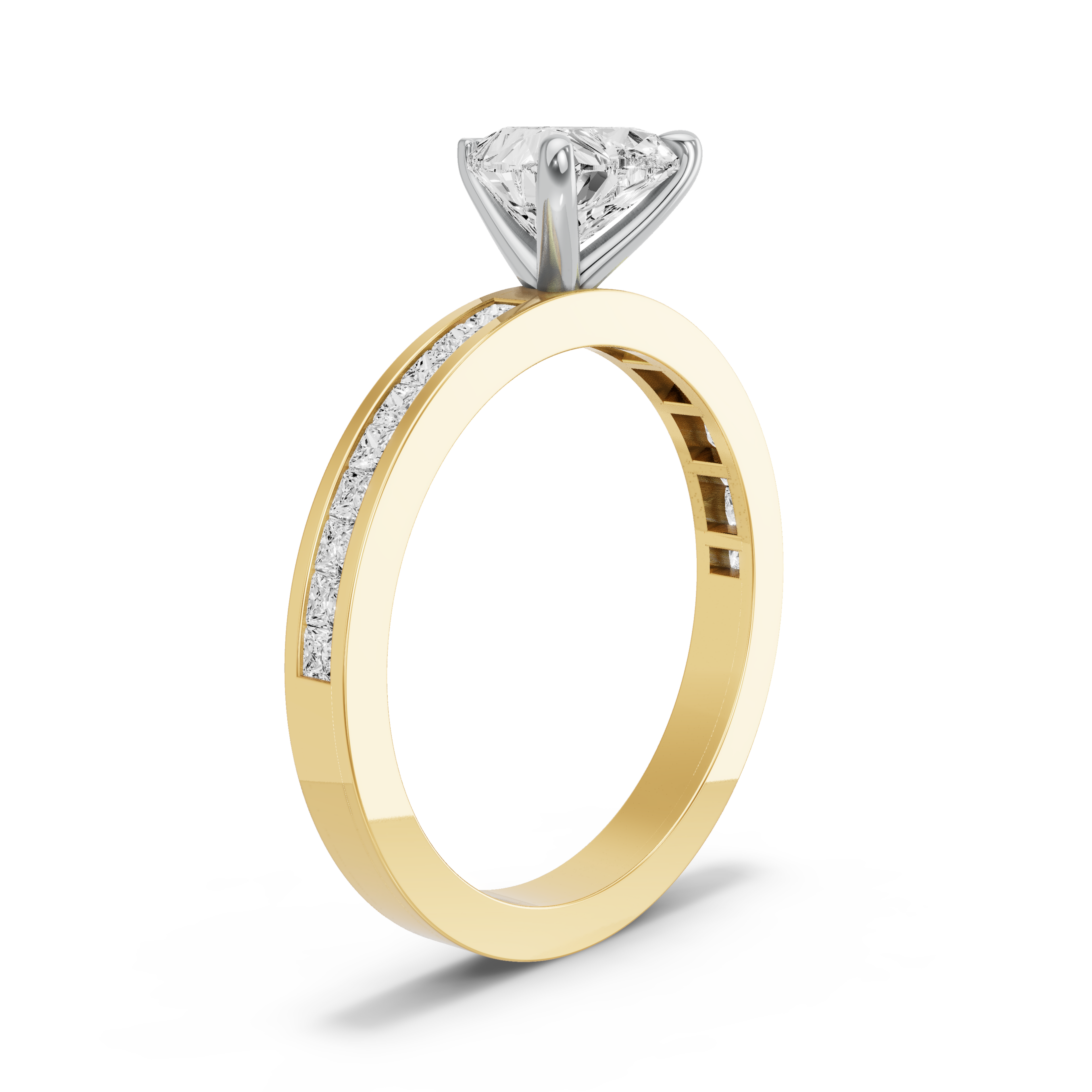 Image for heart-four-prong-ring-with-channel-band-in-18k-two-tone-yellow-gold