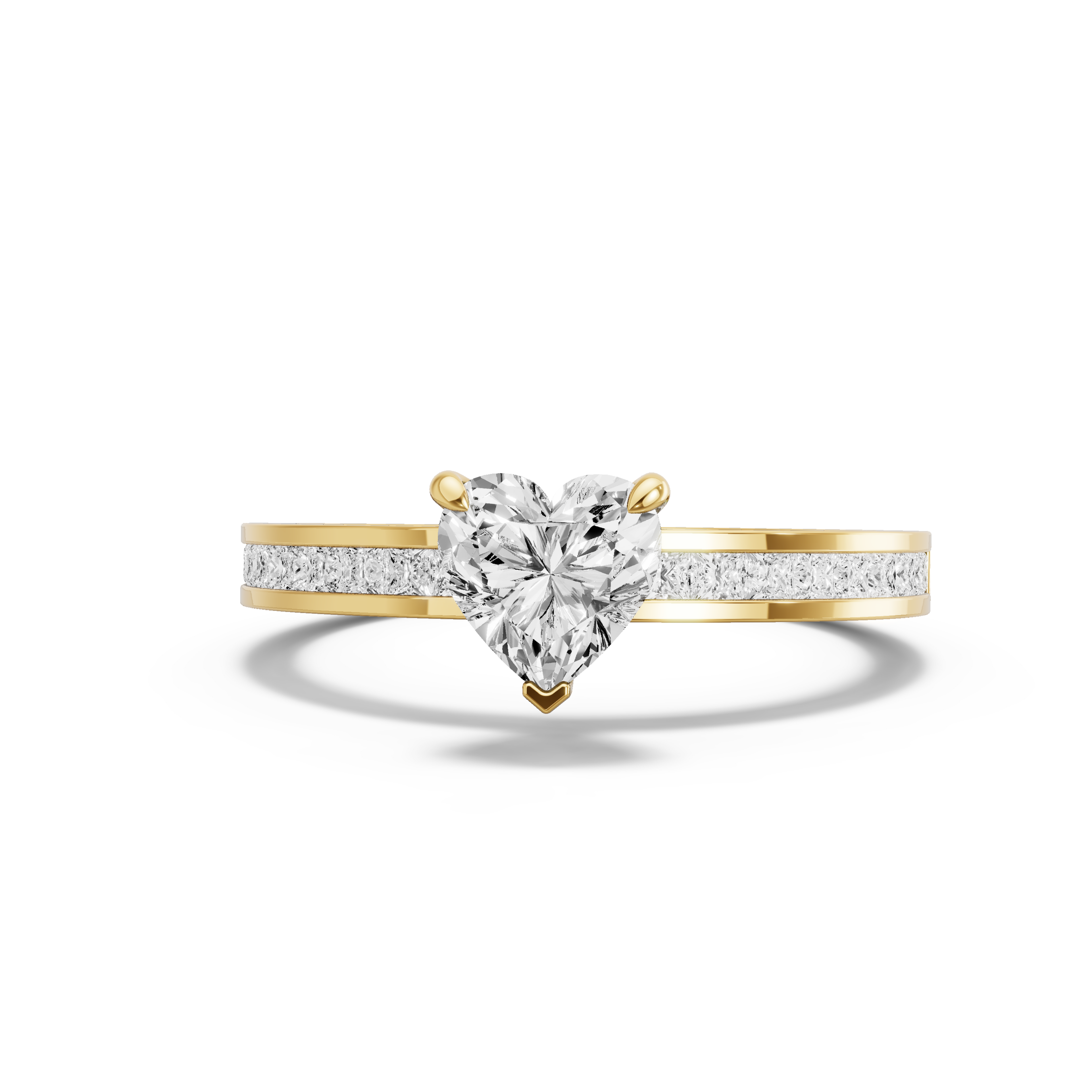 Image for heart-four-prong-ring-with-channel-band-in-18k-yellow-gold
