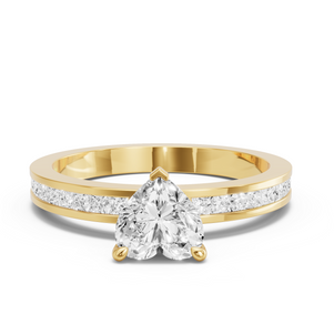 Image for Heart Four Prong Ring with Channel band