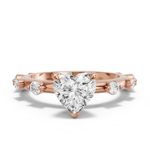 Image for Heart Four Prong Ring with Floating Station band