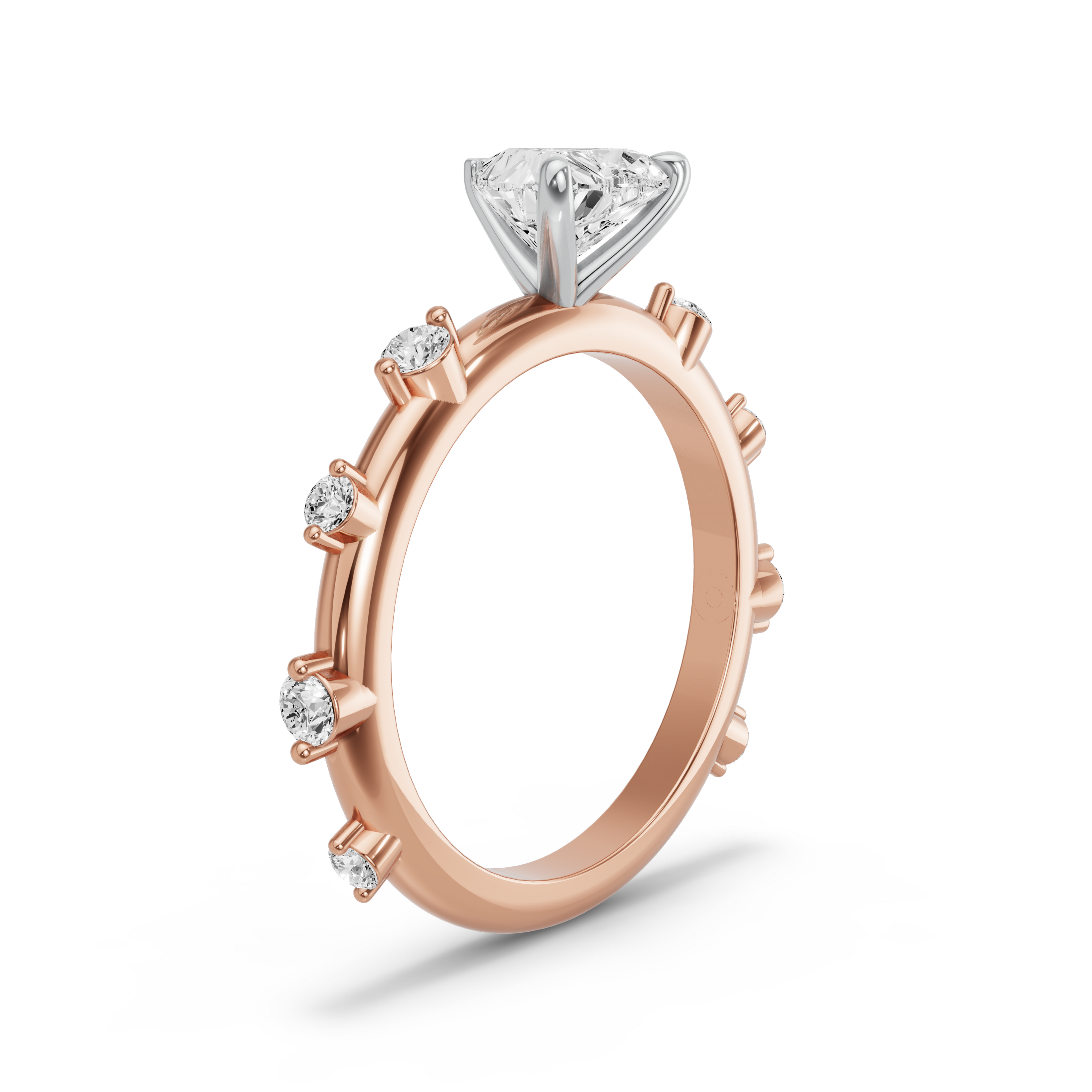 Image for heart-four-prong-ring-with-floating-station-band-in-18k-two-tone-rose-gold