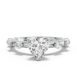 Image for Heart Four Prong Ring with Floating Station band