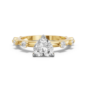 Image for Heart Four Prong Ring with Floating Station band