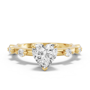 Image for Heart Four Prong Ring with Floating Station band