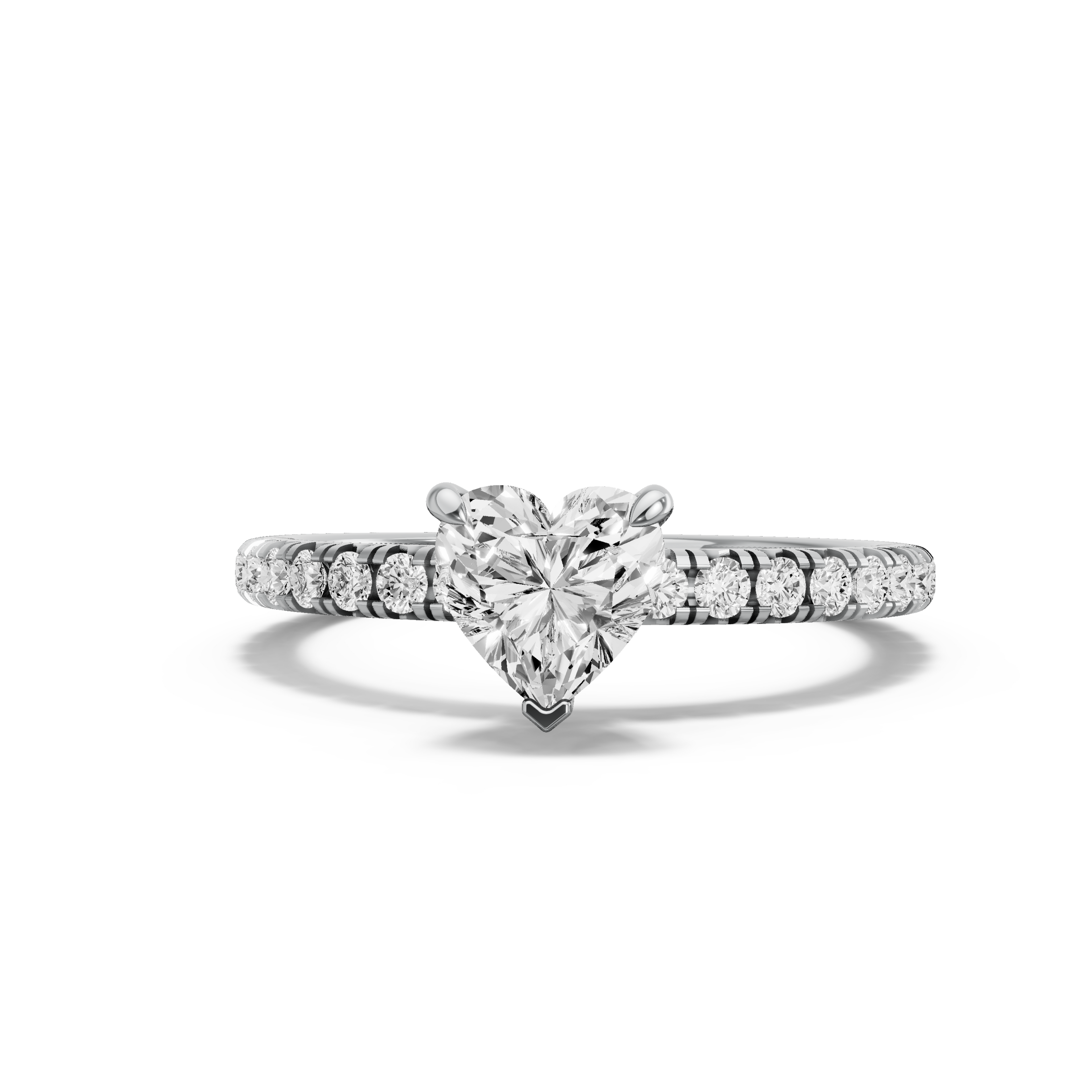 Image for heart-four-prong-ring-with-french-pave-band-in-14k-white-gold