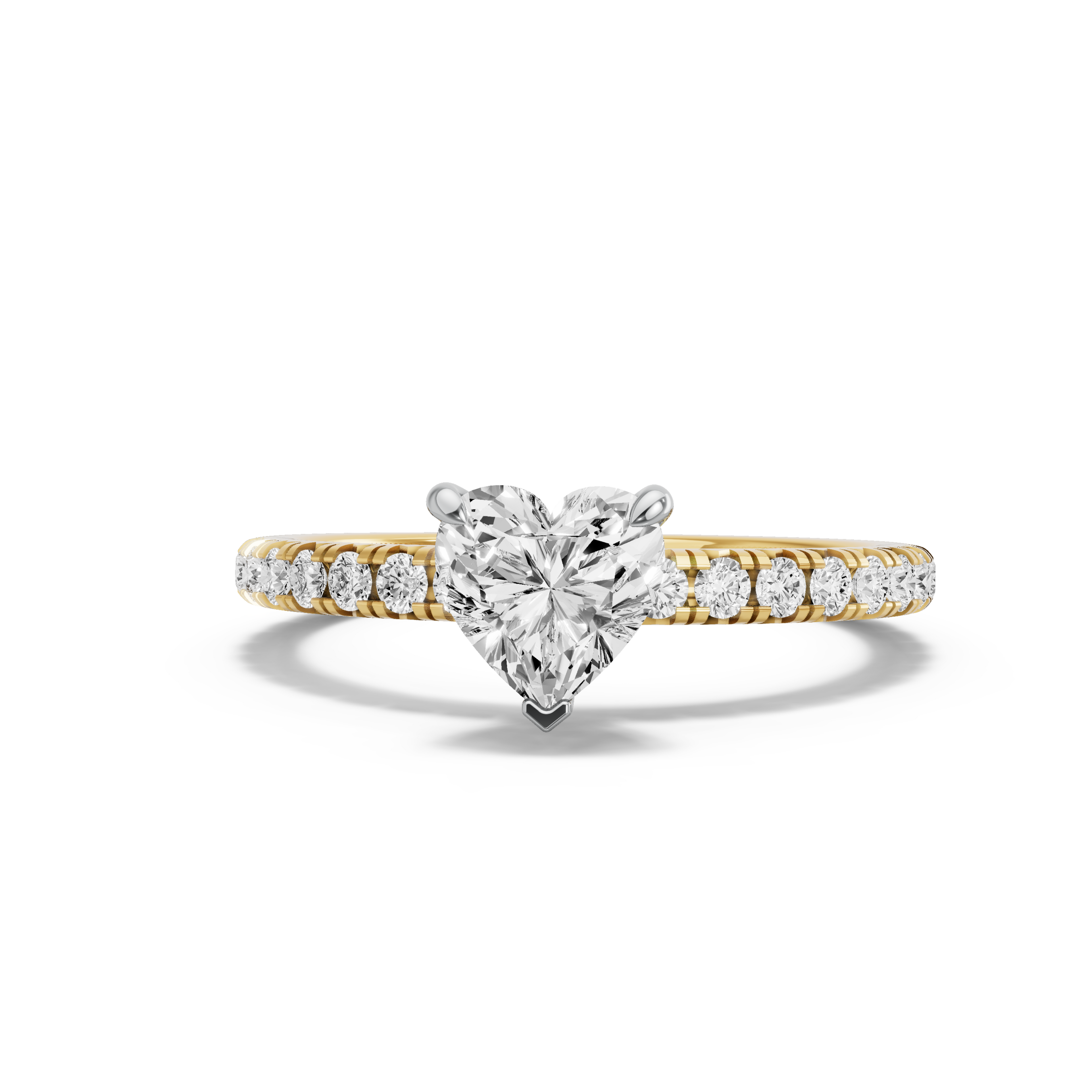 Image for heart-four-prong-ring-with-french-pave-band-in-18k-two-tone-yellow-gold