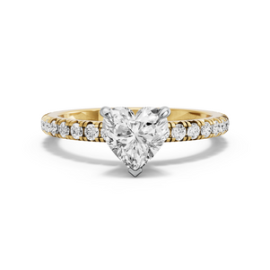 Image for Heart Four Prong Ring with French Pave band