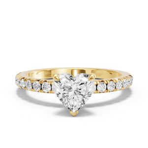Image for Heart Four Prong Ring with French Pave band