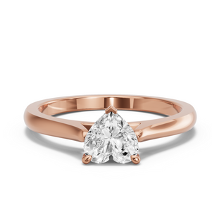 Image for Heart Four Prong Ring with Knife Edge Cathedral band