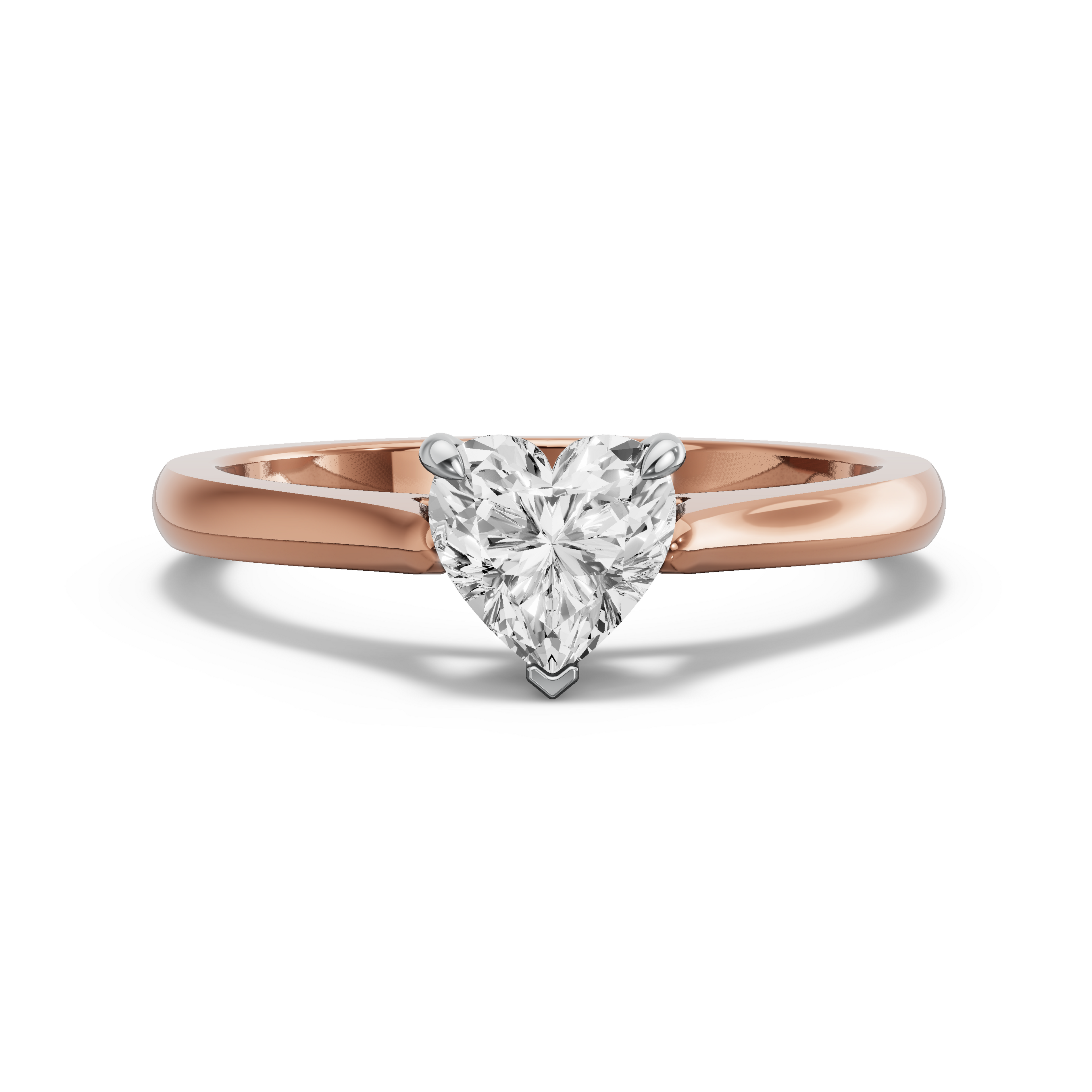 Image for Heart Four Prong Ring with Knife Edge Cathedral band in 18K Two Tone Rose Gold