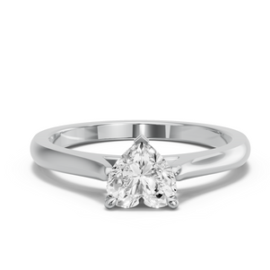 Image for Heart Four Prong Ring with Knife Edge Cathedral band