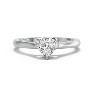 Image for Heart Four Prong Ring with Knife Edge Cathedral band in 10K White Gold