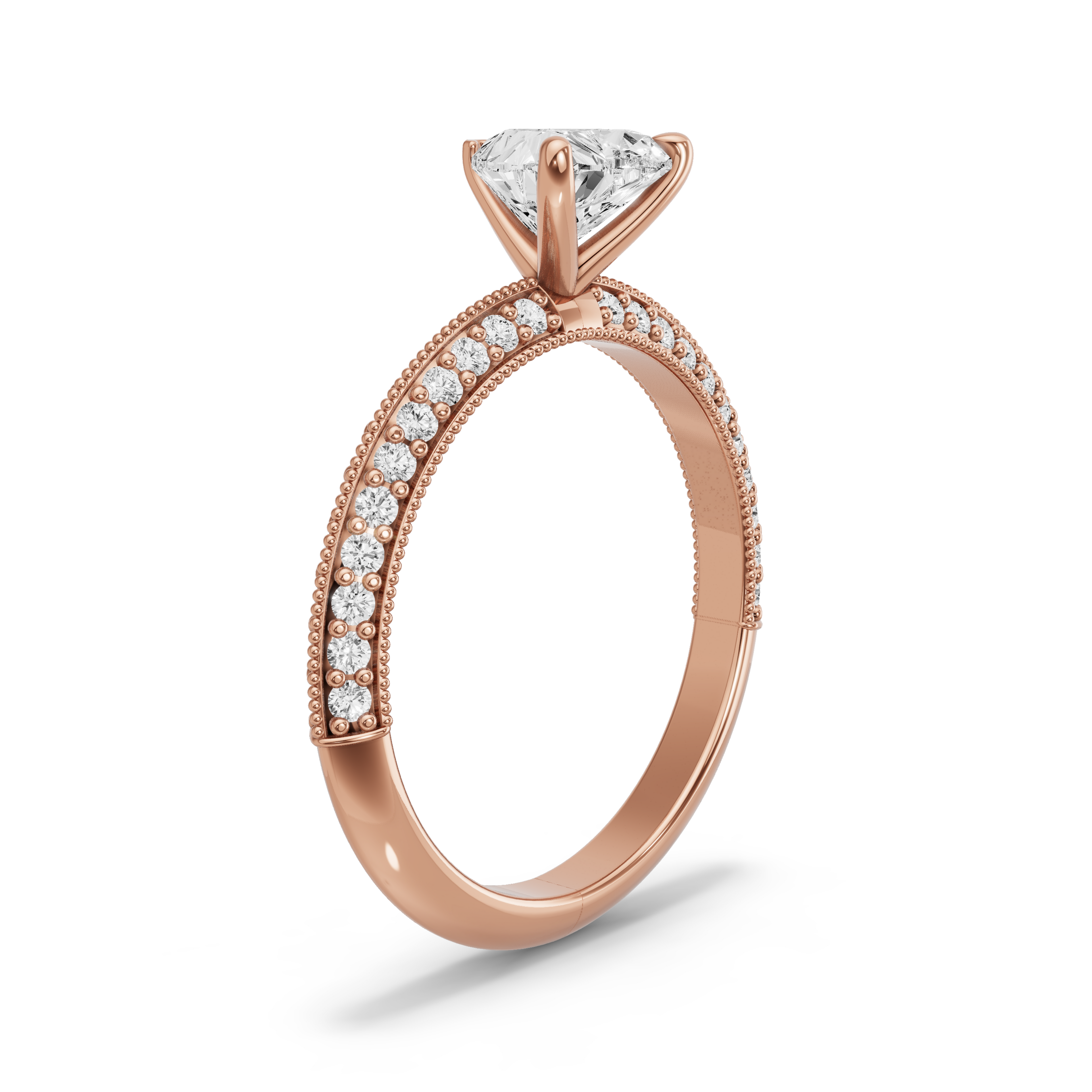 Image for heart-four-prong-ring-with-knife-edge-pave-band-in-14k-rose-gold