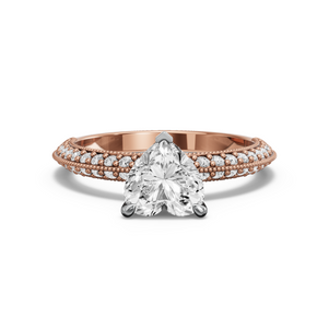 Image for Heart Four Prong Ring with Knife Edge Pave band
