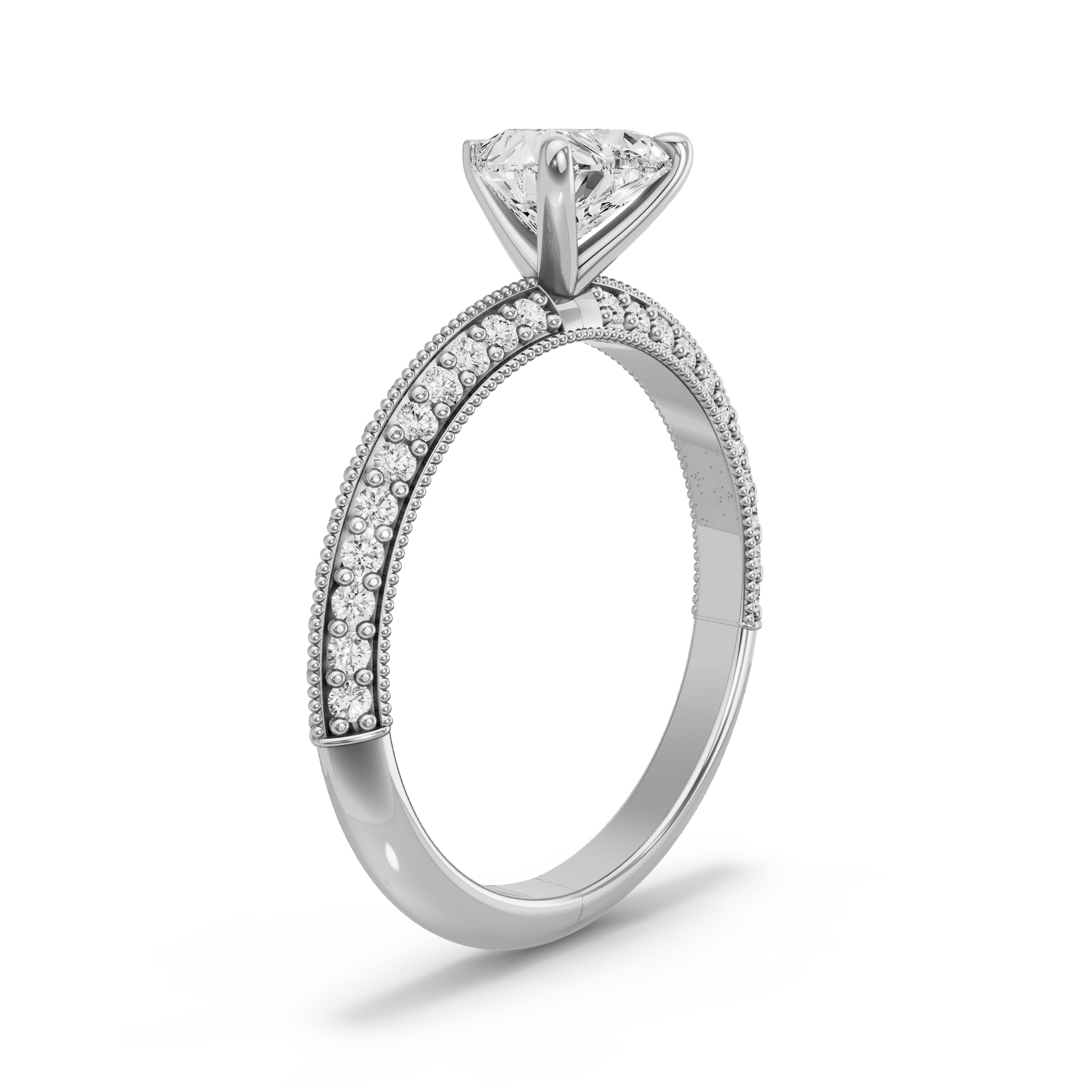 Image for heart-four-prong-ring-with-knife-edge-pave-band-in-14k-white-gold