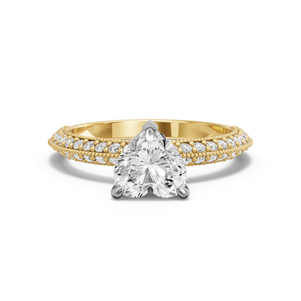 Image for Heart Four Prong Ring with Knife Edge Pave band