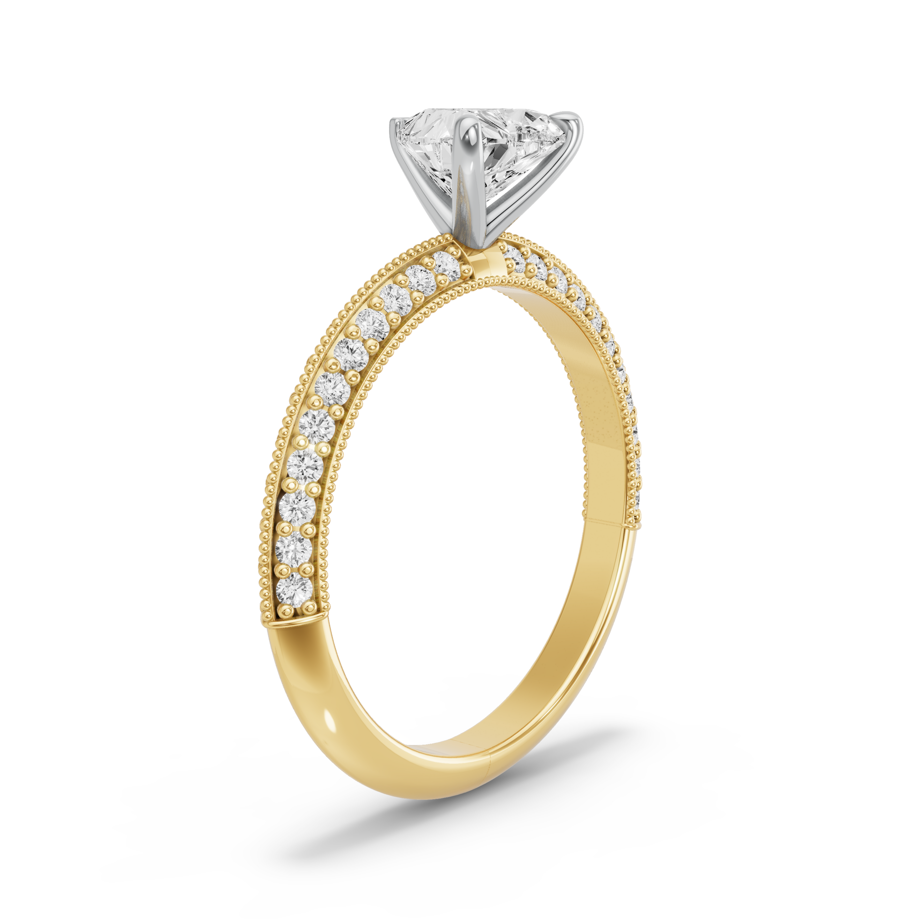 Image for heart-four-prong-ring-with-knife-edge-pave-band-in-18k-two-tone-yellow-gold