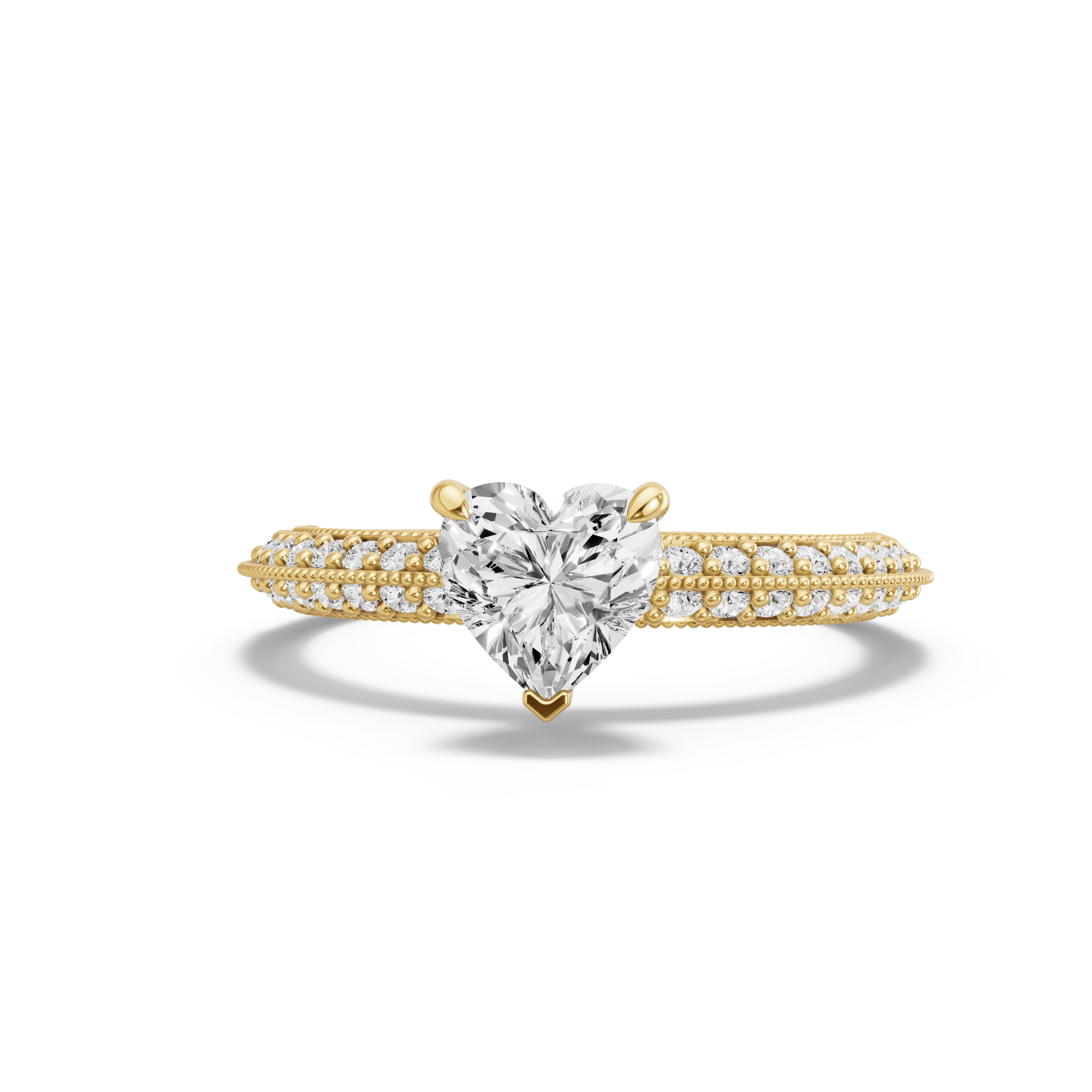 Image for heart-four-prong-ring-with-knife-edge-pave-band-in-18k-yellow-gold