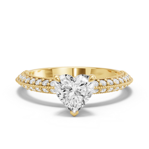 Image for Heart Four Prong Ring with Knife Edge Pave band