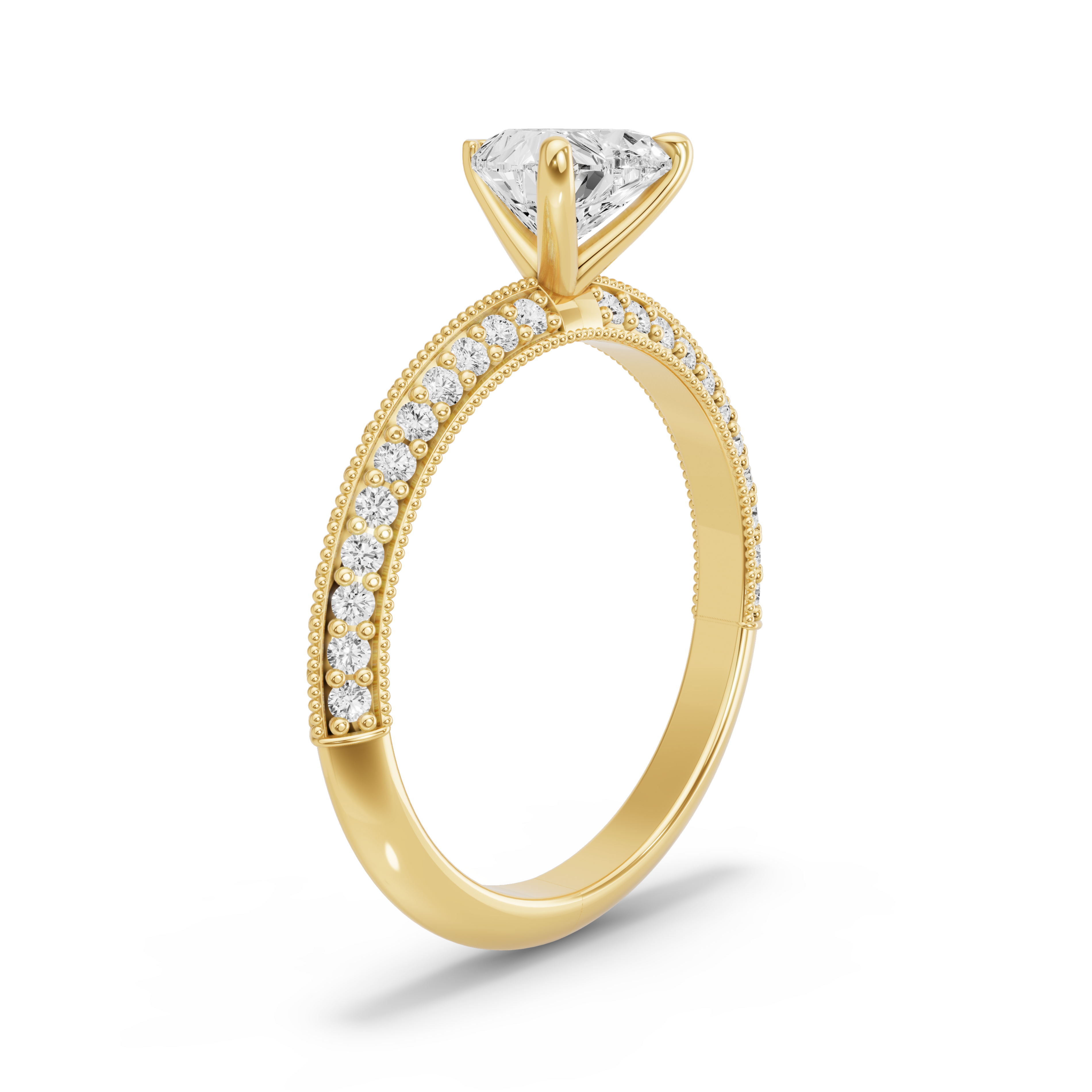 Image for heart-four-prong-ring-with-knife-edge-pave-band-in-14k-yellow-gold